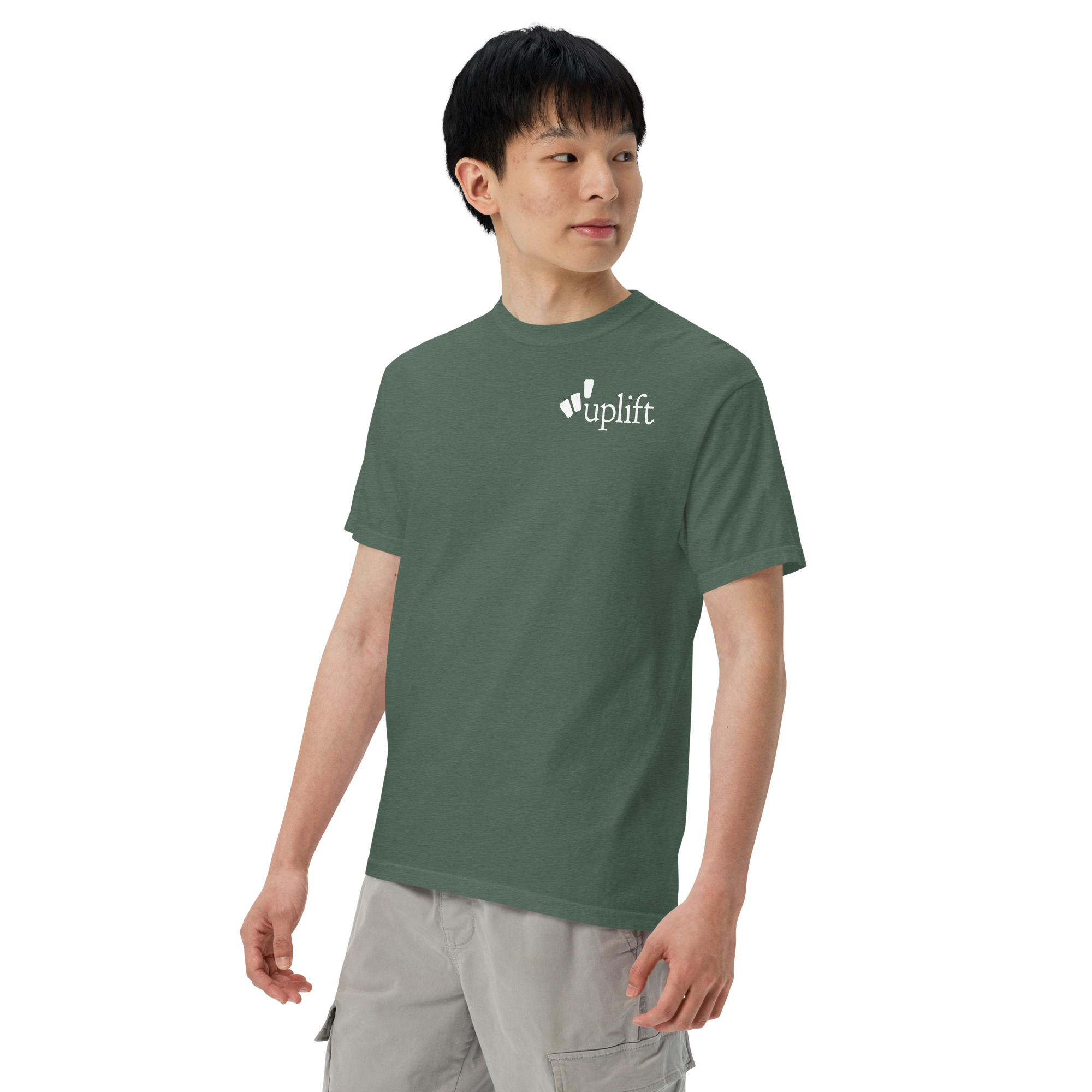 uplift classic t-shirt - emerald / white