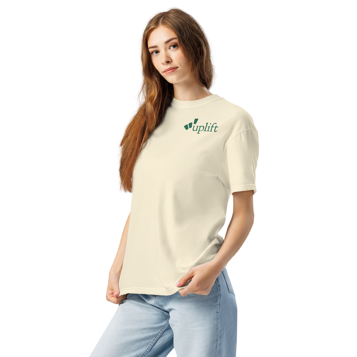 uplift classic t-shirt - sand / emerald